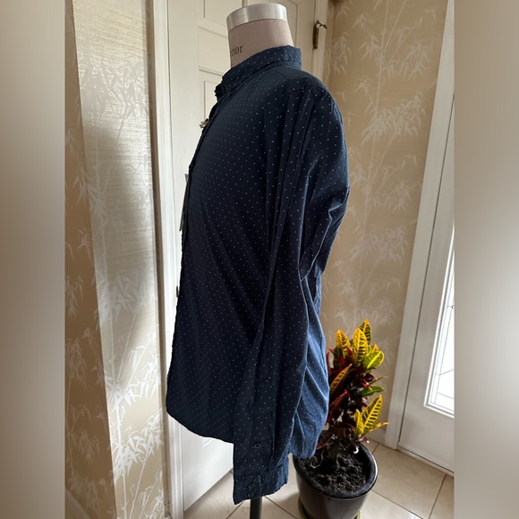 Diesel Men’s Button Down Slim Fit Shirt XL NWTS Polka Dot Italy Midnight Blue - Picture 5 of 9